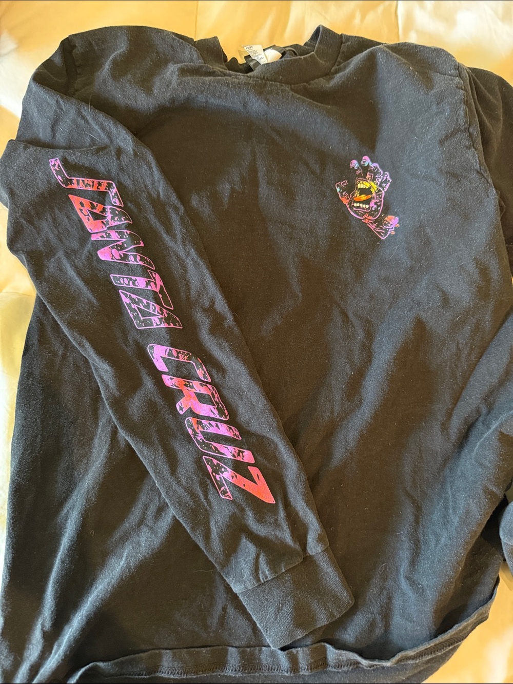 Santa Cruz Skateboards Black Long-Sleeve Tee with Pink Graphic